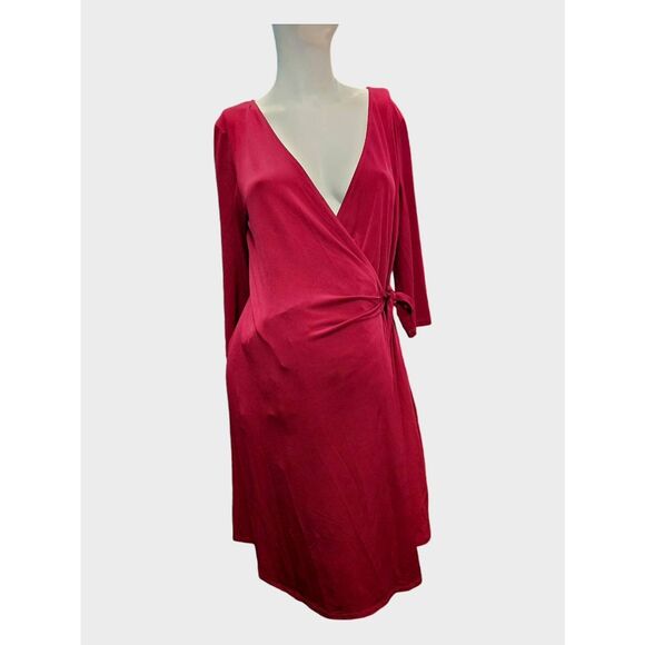 Motherhood Maternity Wine Red Wrap Dress Size Medium - Picture 3 of 7